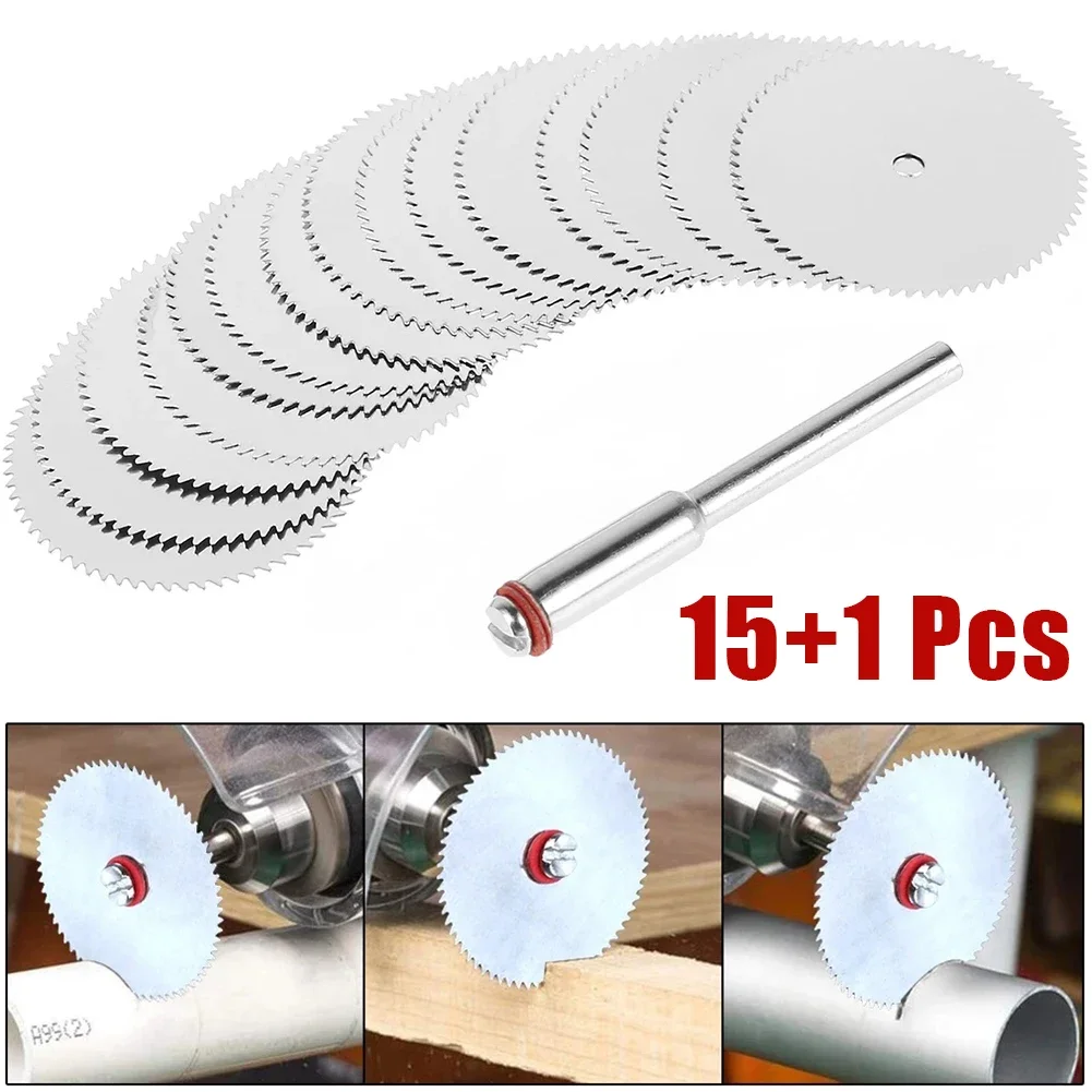 Disco da taglio per metallo a fetta in acciaio inossidabile da 15 pezzi con mandrino da 2,35 mm per utensili rotanti Dremel Disco da taglio da 16/18/22/25/32 mm