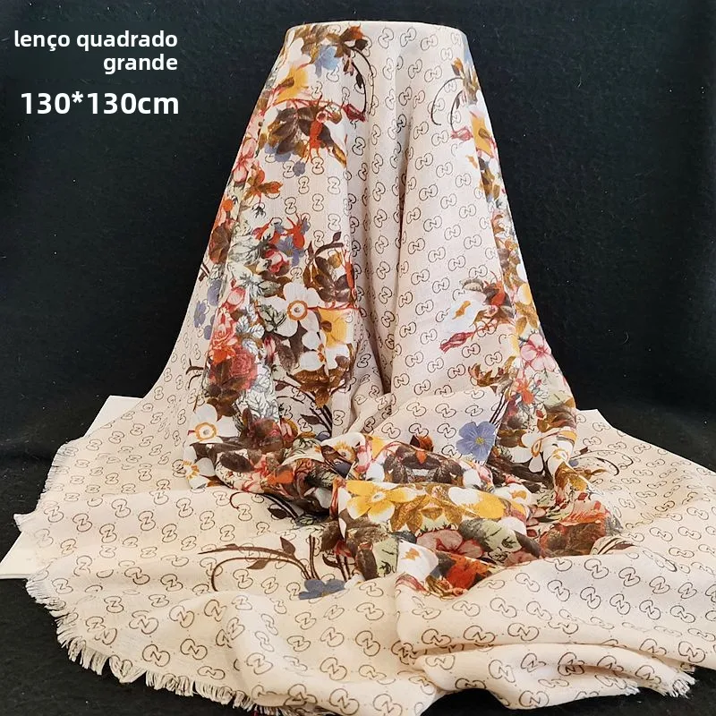 X ande Estilo Étnico Lenço F para Viagem no Deserto Proteção Solar Tecido de Aodão à Prova de Vento Estampa Flo...