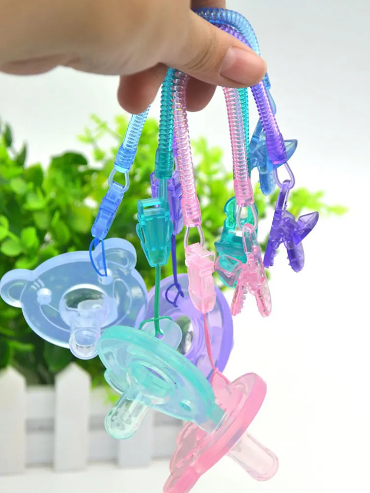 Baby Pacifier Anti Drop Chain Extendable Spring Clip  Traction Coil Pacifier Anti Drop  Baby Accessories