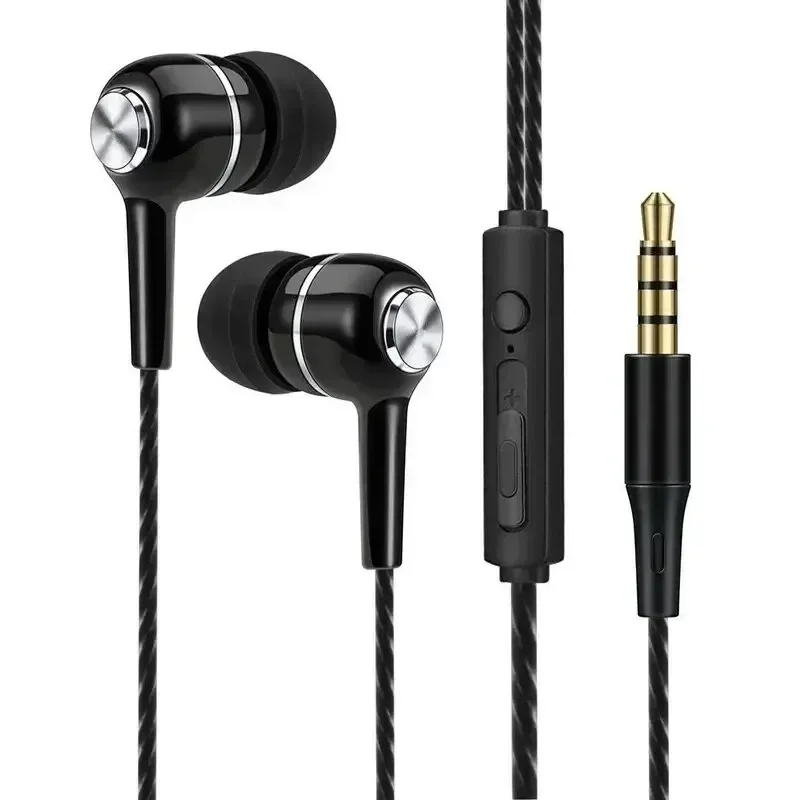 3,5 mm kabelgebundene Kopfhörer, In-Ear-Headset, kabelgebundene Kopfhörer mit Mikrofon, Bass, HiFi-Stereo-Ohrhörer, Sport-Inline-Steuerung für Telefone