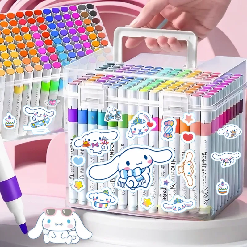 Sanrio Cinnamoroll Cartoon  Acrylic Marker Paintbrush For Kindergarten Students Paper-Tight Stackable Children'S Color Pen Set