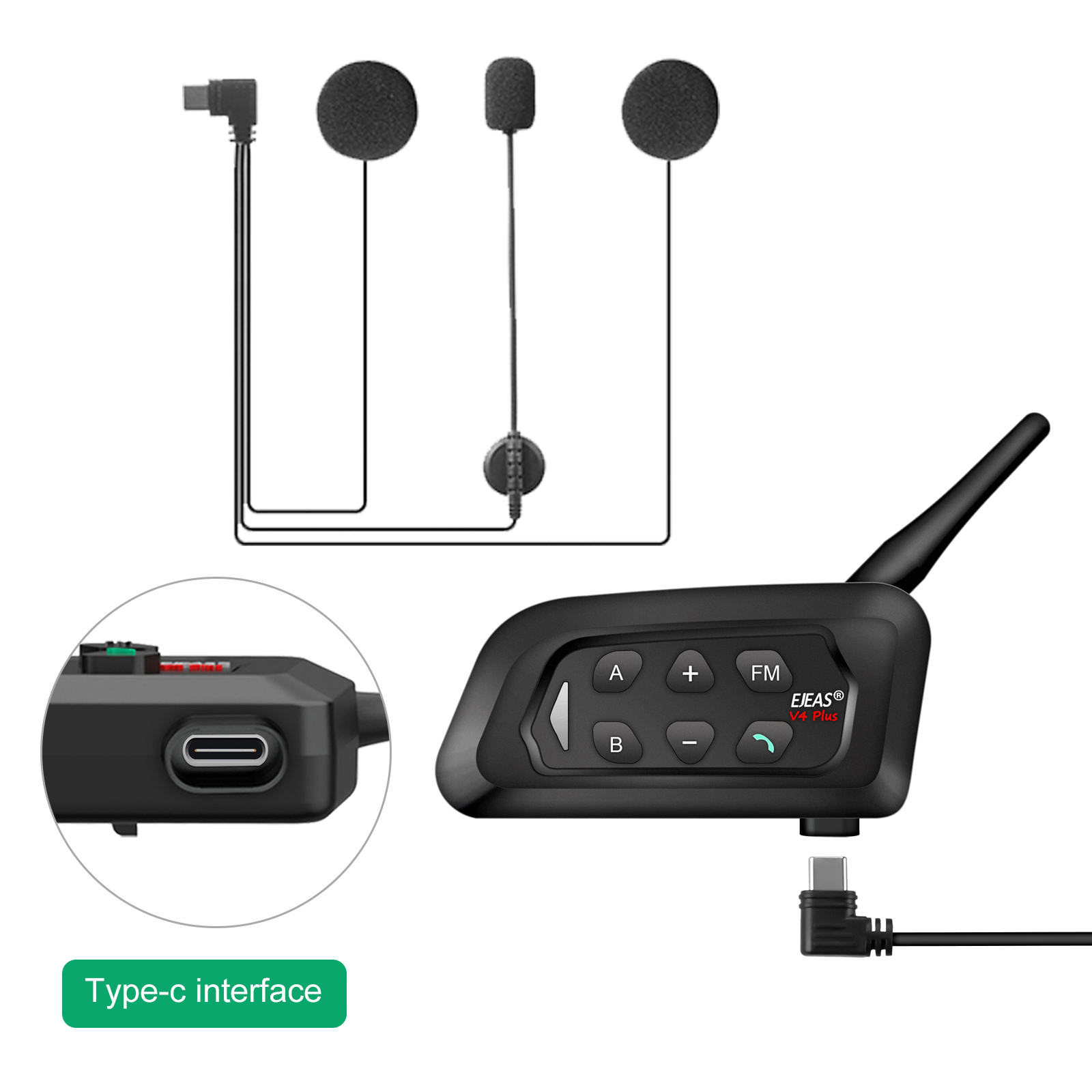 EJEAS V4 PLUS 4Rider Motorrad Helm Headset Bluetooth Intercom Fernbedienung Vollduplex Kommunikation Interphone Wasserdicht