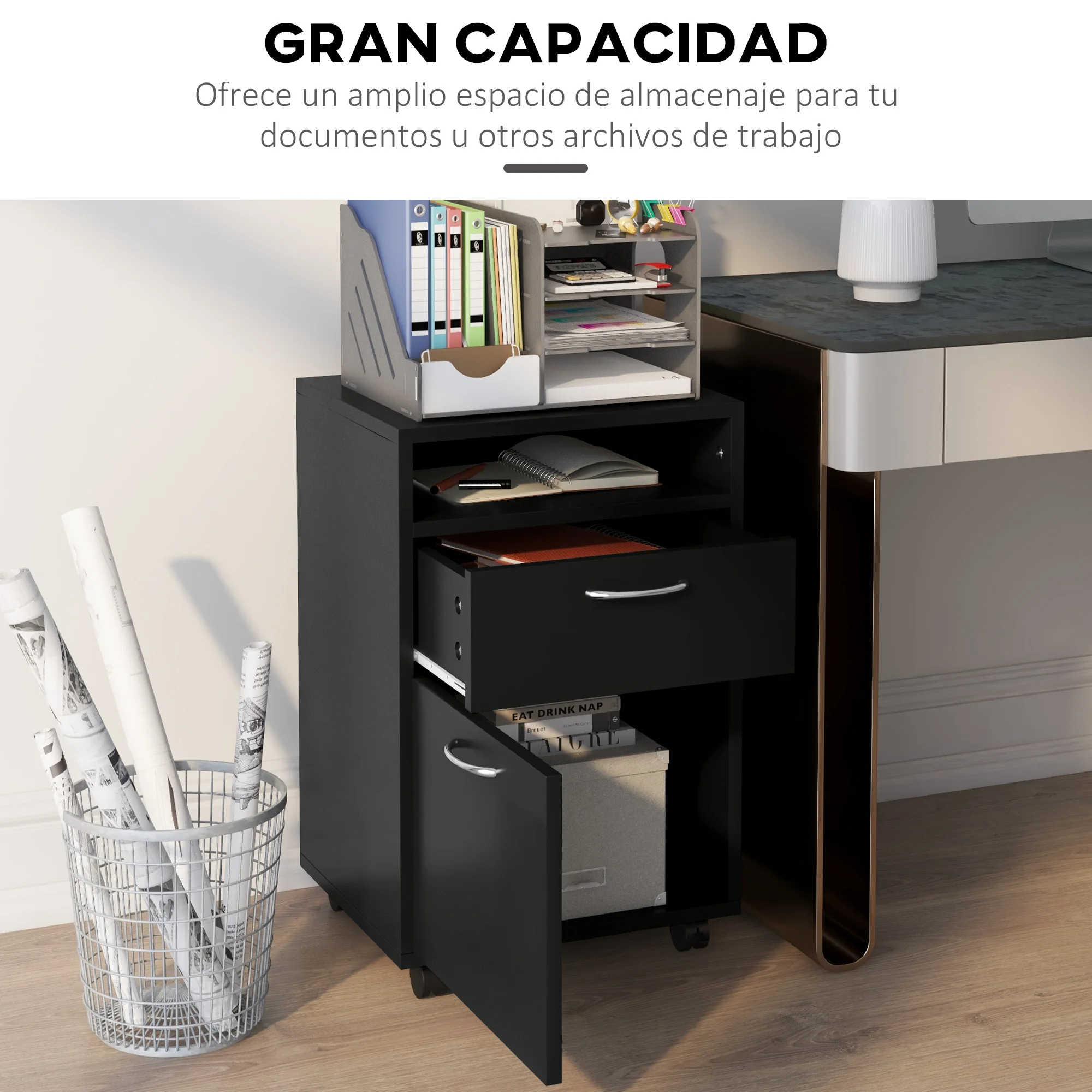 Cassettiera da ufficio mobile HOMCOM 40x35x60 cm