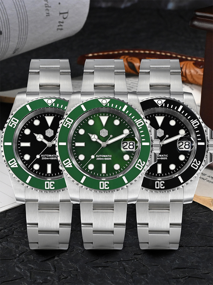 San Martin ใหม่ 40 มม.Ghost DIVER นาฬิกาผู้ชายหรูหราธุรกิจ NH35 อัตโนมัตินาฬิกา Sapphire กันน้ํา 200 M SN0017