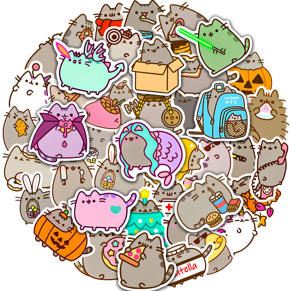Paquete de pegatinas Kawaii de gato grueso para niños, calcomanía para álbum de recortes, papelería, cuaderno, teléfono, diario, Graffiti, 100 Uds.