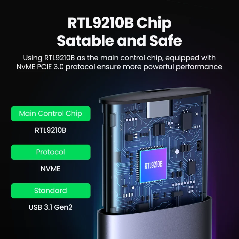 Корпус UGREEN M.2 NVMe SSD, двойной протокол NVMe SATA к USB 3,1 Gen2 10 Гбит/с NVMe PCI-E M.2 SSD, чехол с поддержкой UASP для жесткого диска