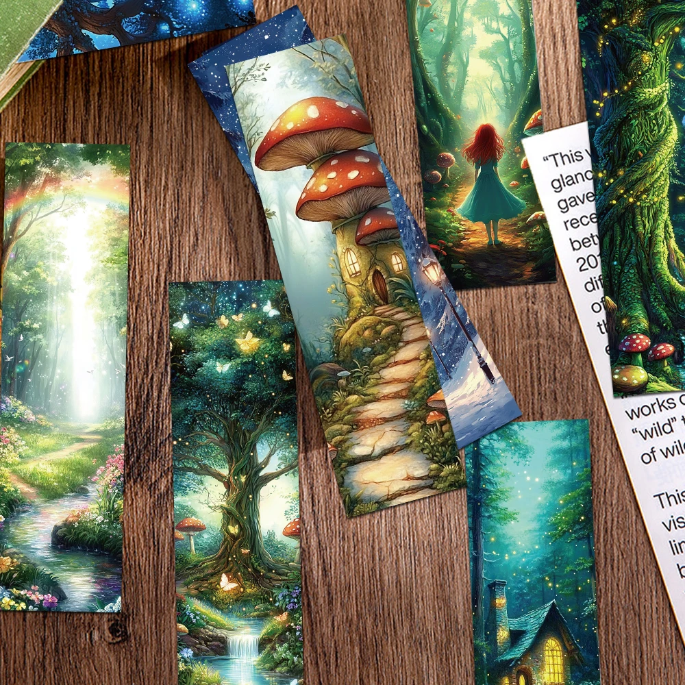 30pcs Mysterious Forest Bookmarks Reading Pages Books Tagged Students Stationary Supplies DIY Aesthetic Bookmark Creative Gifts