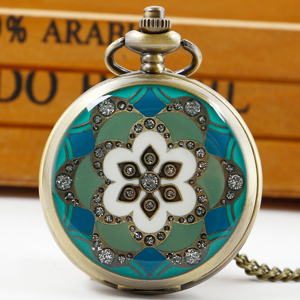 Часы женские кварцевые карманные, винтажные классические элегантные модные с принтом на цепочке, с ожерельем, подарок