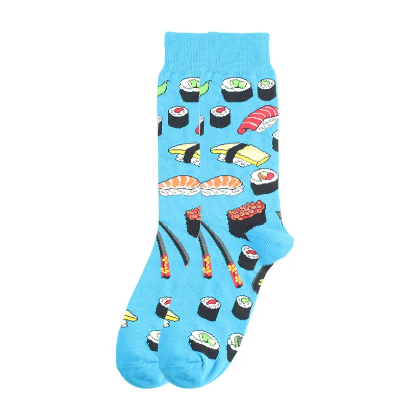 Calcetines de algodón peinado de alta calidad, calcetines divertidos de tubo largo con patrón de comida para hombres y mujeres felices, calcetines locos informales novedosos con frutas y animales