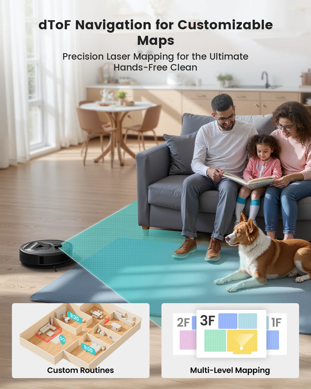 Lefant M330 Pro Roboterstaubsauger und Wisch-Kombination, 5000 Pa, dTOF LiDAR-Navigation, Alexa/Google/WiFi, ideal für Tierhaare