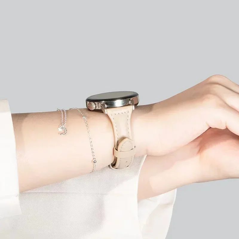 Pulseira de relógio de couro fino para samsung galaxy watch 7/5/pro/fe/4-6 pulseira clássica huawei watch gt 4-2e-2-3 pro 20mm 22mm banda