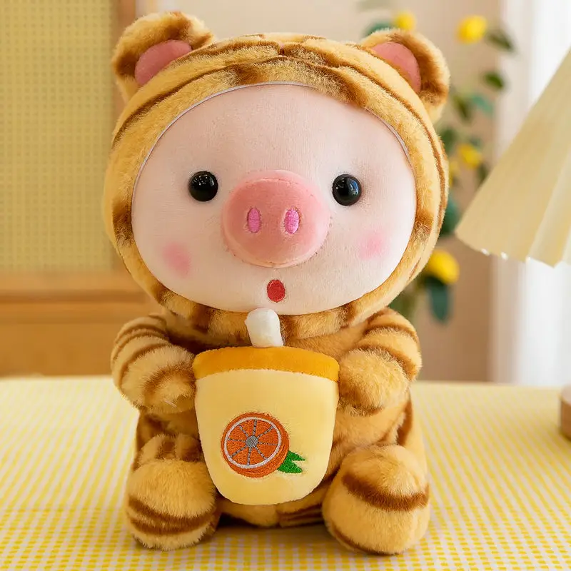 Bubble Pig Plush ของเล่นตุ๊กตาสัตว์กระต่ายกบ Unicorn Tiger หมอนถ้วยนมชา Boba Plushies ตุ๊กตาของขวัญวันเกิดเด็กน่ากอด