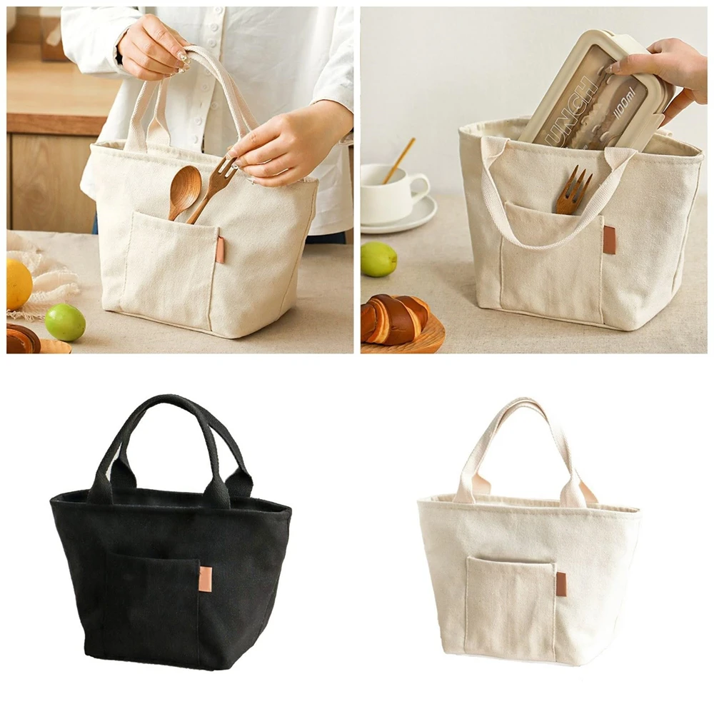 Borsa per il pranzo isolata da 1 pezzo Borsa per il pranzo in tela versatile di grande capacità con cerniera Borsa di stoccaggio portatile riutilizzabile per picnic scolastico