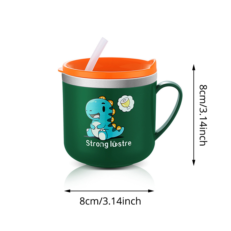250ml Kinder trinken Fütterung stroh Baby Tasse mit Deckel & Stroh und Anti-Drop 8,5 Edelstahl Milch becher Cartoon Einhand griff