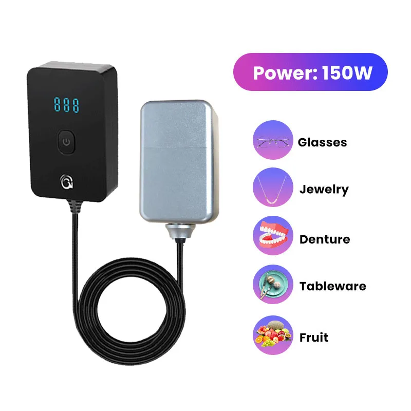 Limpiador ultrasónico portátil, 150W, limpieza por ultrasonido, vibración, piezas de joyería, gafas, placa de circuito, Mini lavadora de relojes