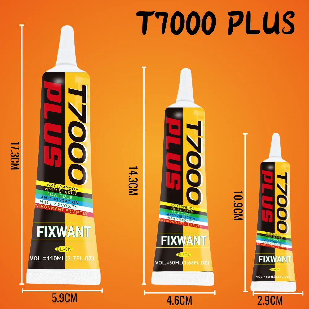FIXWANT Black Glue T7000 PLUS Cellphone Tablet Battery Cover Computer Repair Adhesive Shoes Repair Glue With Applicator Tip