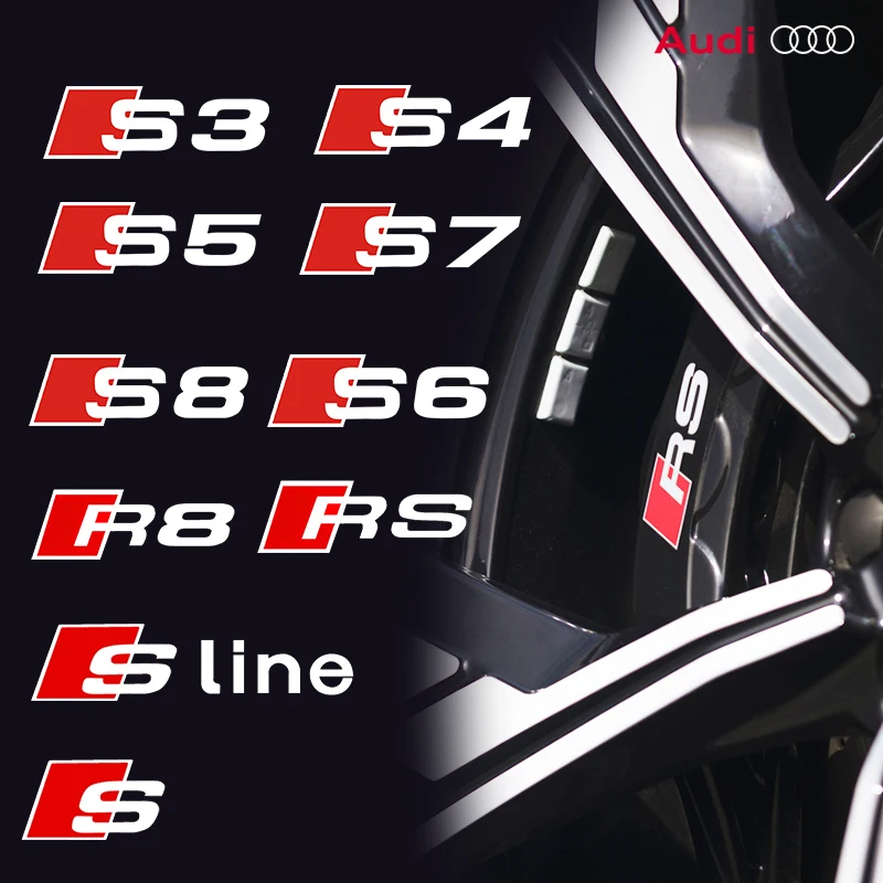 6pcs Heat Resistance Caliper Decals Wheel Decor Vinyl Stickers for audi S Line A1 A3 A4 A5 A6 A7 Q5 Q7 RS3 RS S3 S4 S5 S6 S7 S8