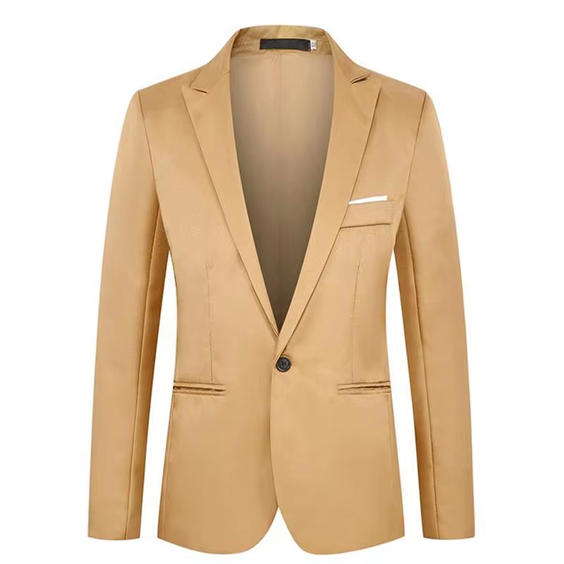 Blazer de manga comprida monocromática Slim Fit masculino, jaqueta de luxo, terno casual, negócio, marca de moda, nova chegada
