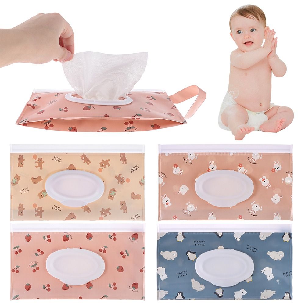 1PC EVA Baby Feuchttücher Beutel Tragbare Schnalle Tücher Halter Fall Flip-Cover Snap-Strap Wiederverwendbare Nachfüllbare Feuchttücher tasche Tissue Box