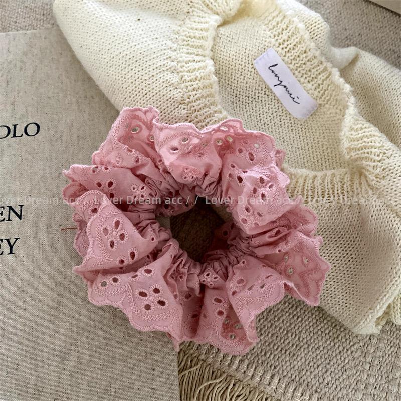 ลูกไม้ Scrunchies สําหรับผู้หญิงผมวงยืดหยุ่นผมหางม้าผู้ถือ Tie สีทึบผม Hoop Scrunchy ยางผู้หญิงแหวนผม