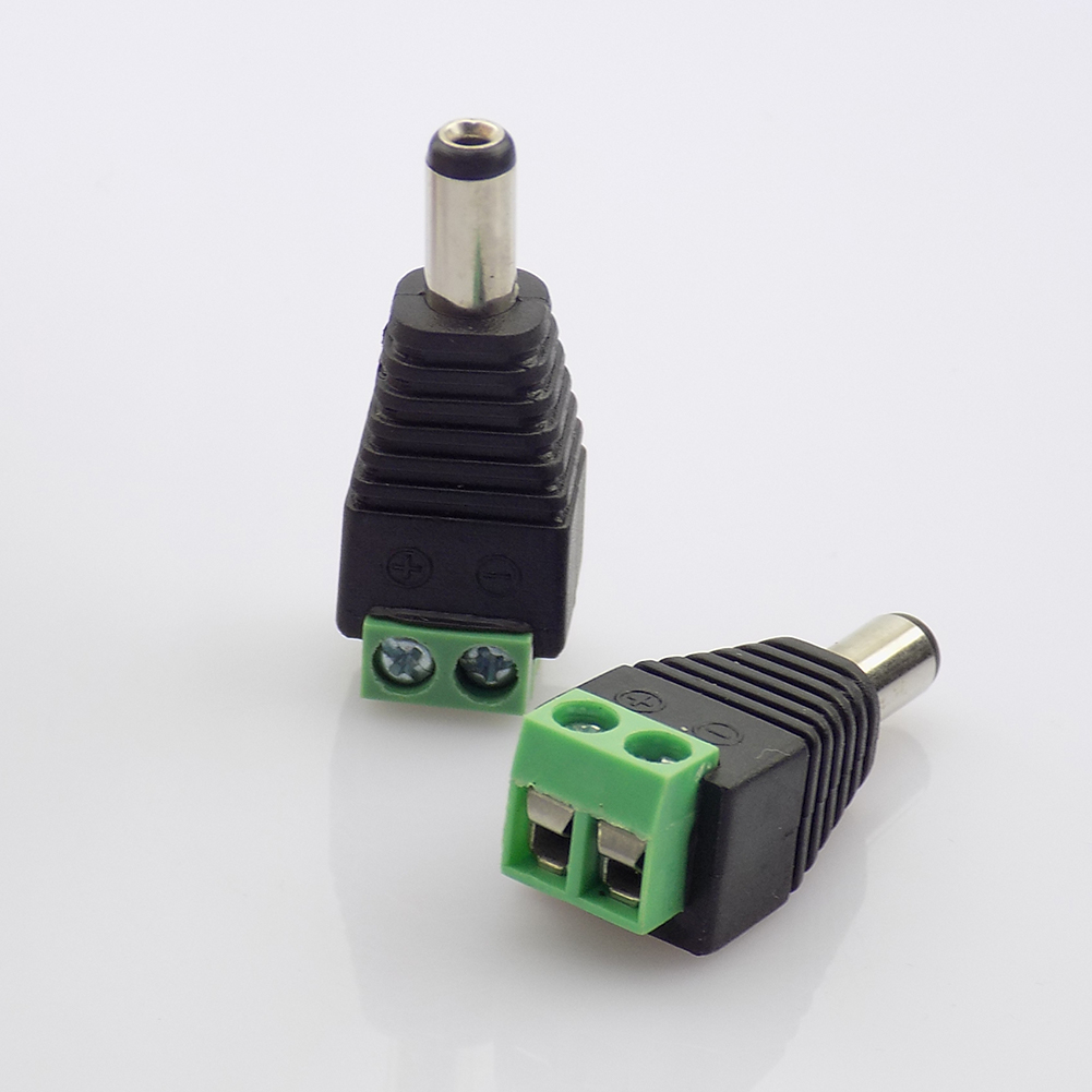 1 par DC macho hembra conector clavija 2,1x5,5mm adaptador de fuente de alimentación BNC para cámara CCTV tira de luces de iluminación de lámpara LED