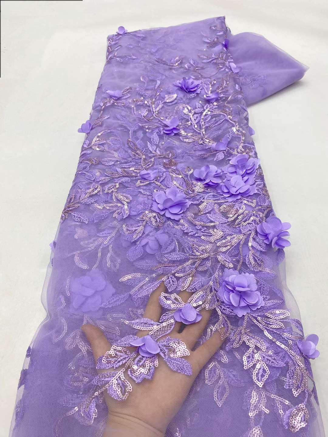 5 jardas de luxo africano renda tule tecido 2024 francês 3d flor bordado apliques lantejoulas tecidos para festa material costura