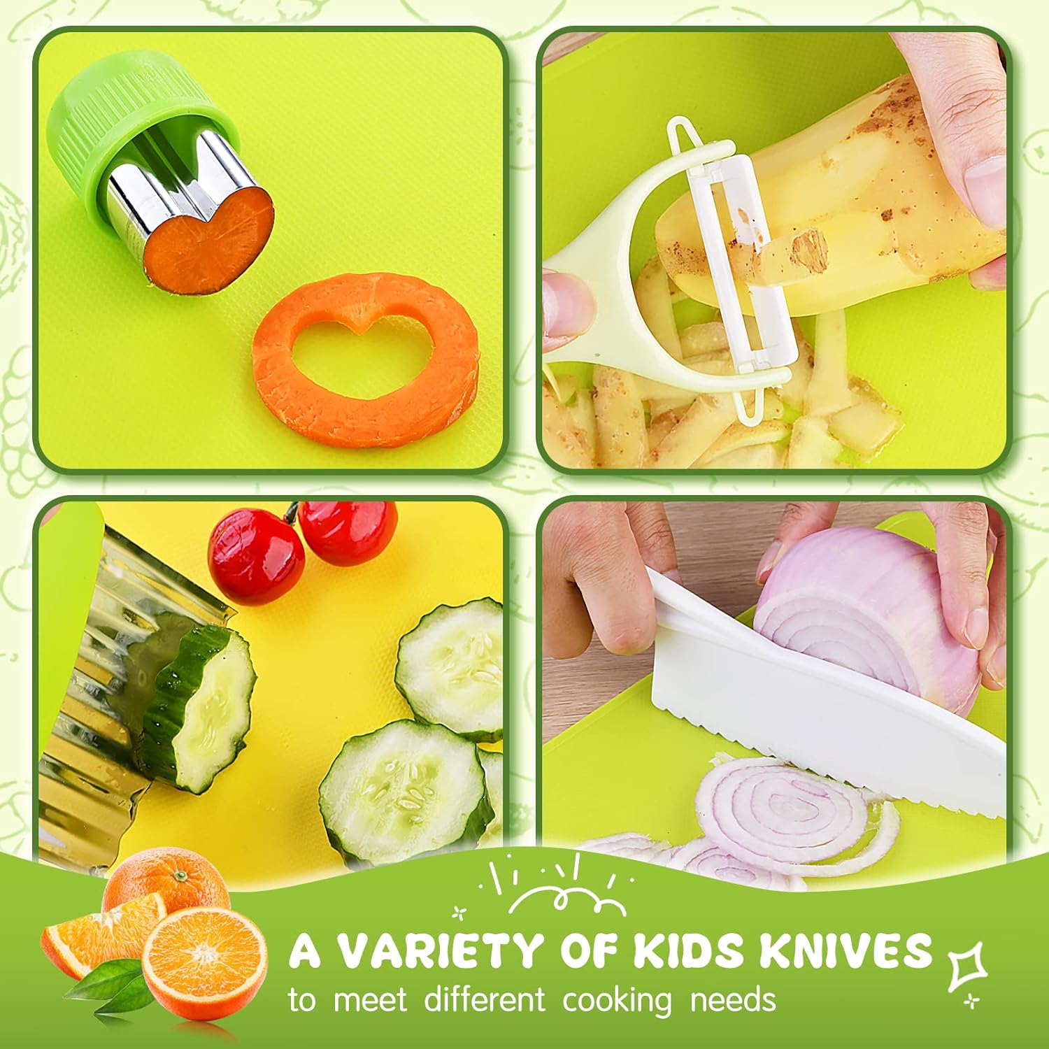 13 ชิ้น Montessori เครื่องมือห้องครัวสําหรับเด็กวัยหัดเดิน-เด็กชุดทําอาหารปลอดภัยสําหรับทําอาหารจริงเด็กวัยหัดเดิน Crinkle เครื่องตัดเด็กเขียง