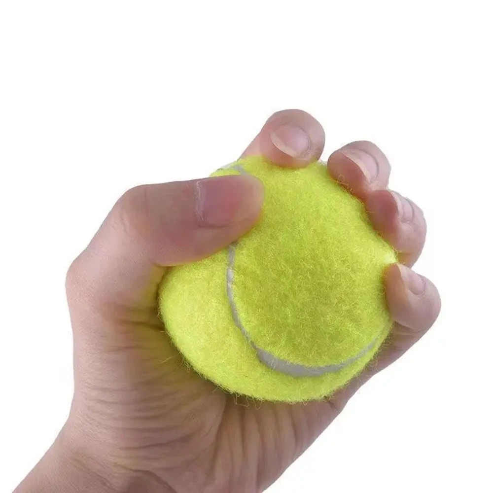 6 pçs bolas de tênis com malha saco de transporte bola prática alta elasticidade cão de estimação jogando bolas treinamento ao ar livre competição esportiva