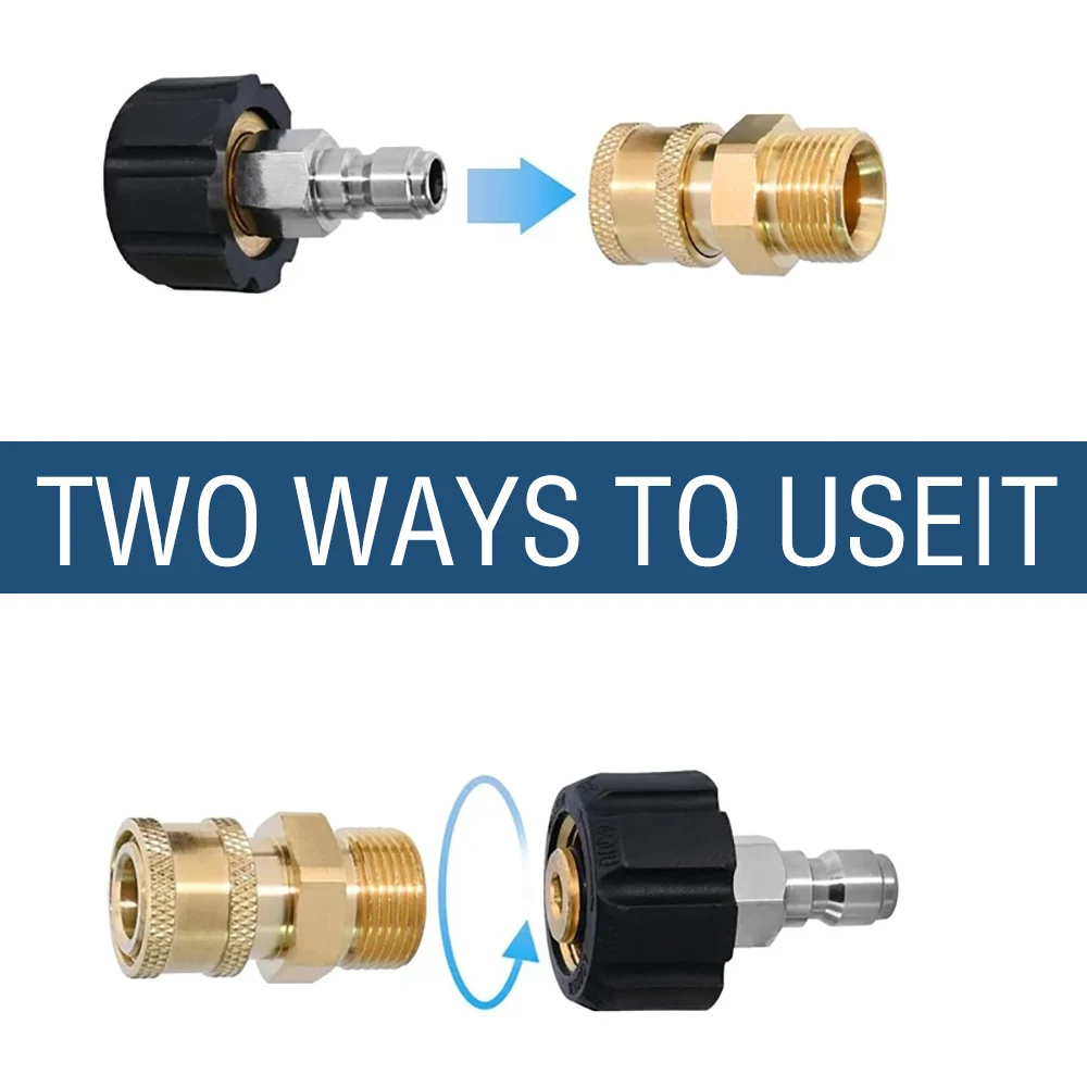 เครื่องซักผ้าความดัน Quick Connect FITTING M22 14 มม.ถึง 1/4 นิ้วเครื่องซักผ้าความดันท่อปืนอะแดปเตอร์ทองเหลืองเครื่องซักผ้า QUICK RELEASE CONNECTOR
