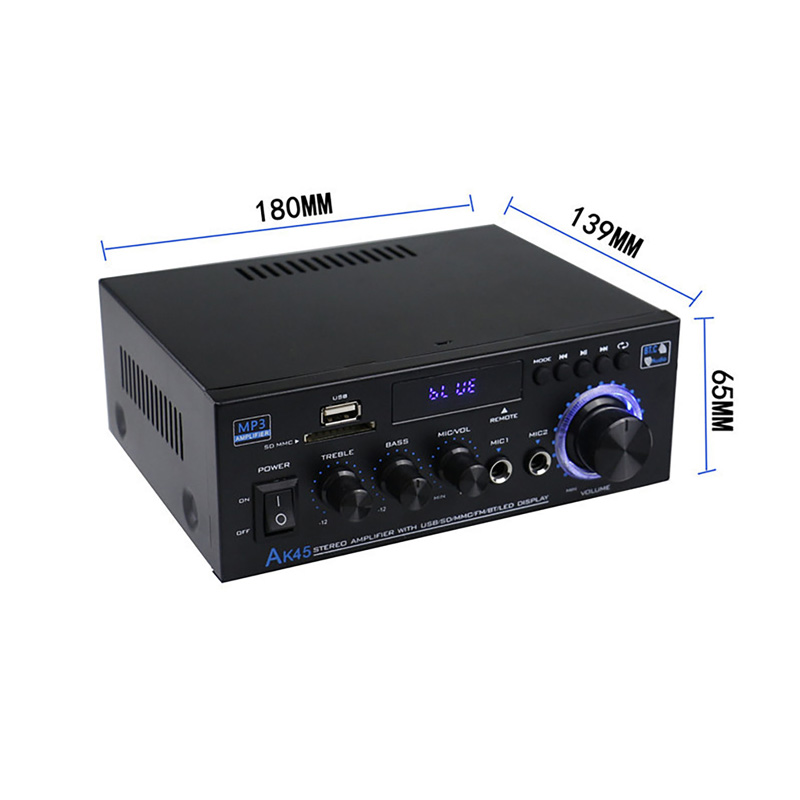 AK45-amplificadores digitales para el hogar, altavoz de Audio de graves, Bluetooth, Hifi, FM, música, Subwoofer, USB, SD, entrada de micrófono, 800W
