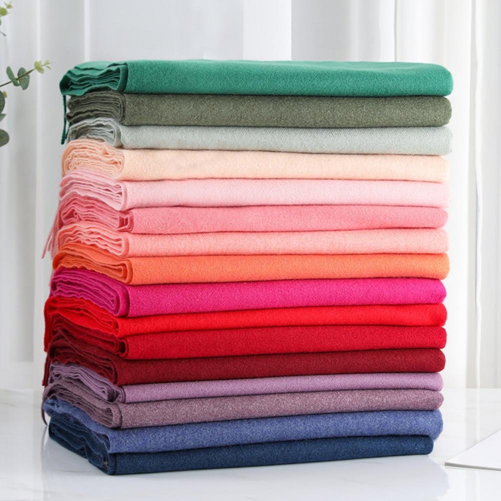 Mùa Đông 2022 Khăn Choàng Cashmere Nữ Dày Ấm Khăn Choàng Pashmina Sò Len Màu Tua Rua Nữ Chăn Echarpe Bufanda Hijab
