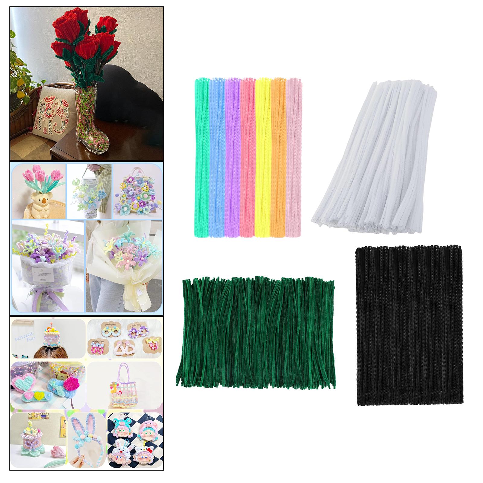 100Pcs Plush Chenille Stems 6mm x 12inch Flexible Pipe Cleaners Kids Educational Toy for Art Projects Decorations DIY Crafts