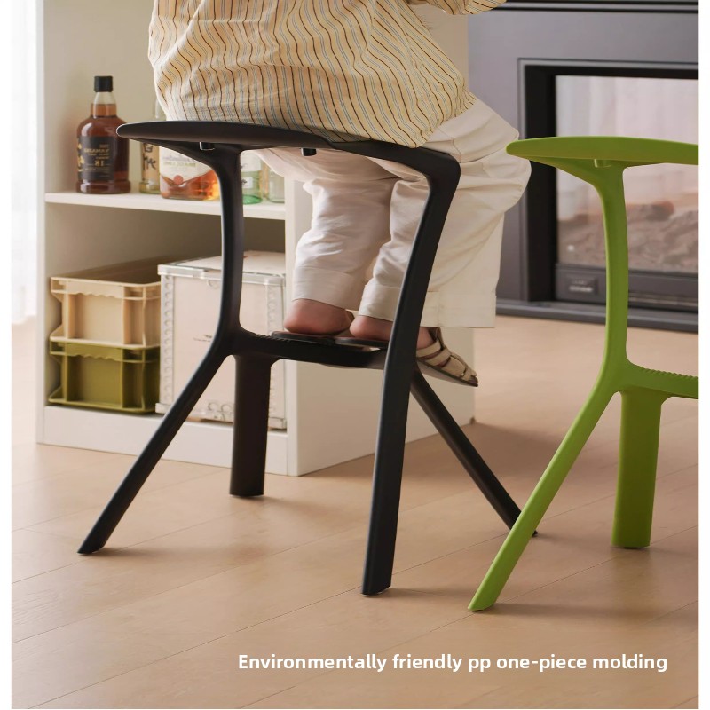 Scandinavian Modern High Bar Stool with Eco-Friendly PP Backrest Geometric Design Durable Plastic Kitchen Chair for Home