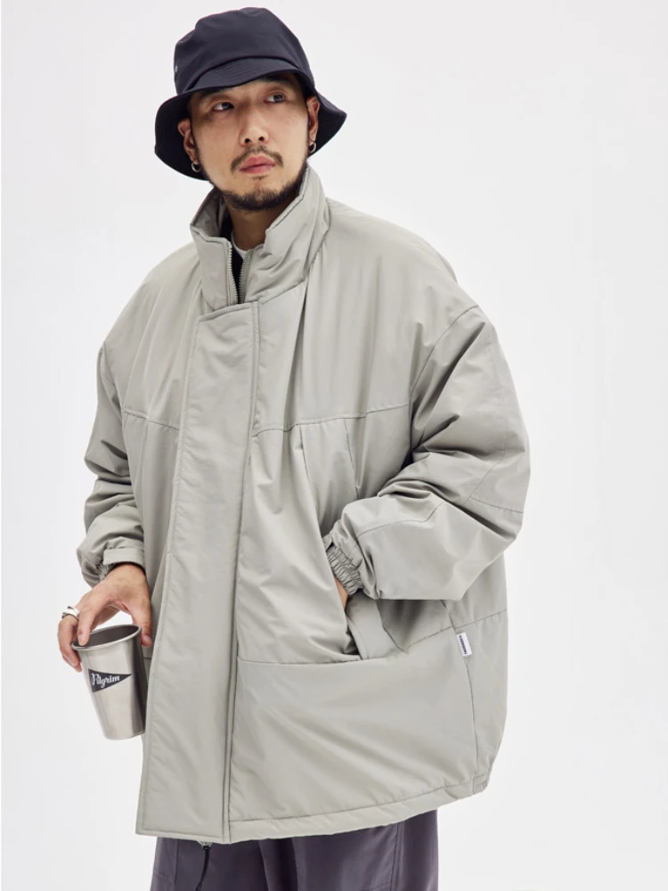 Abrigo de algodón Cargo Vintage para hombre y mujer, Parka Harajuku de Color sólido con cuello levantado, Chaqueta de algodón holgada informal para calle e invierno, Unisex