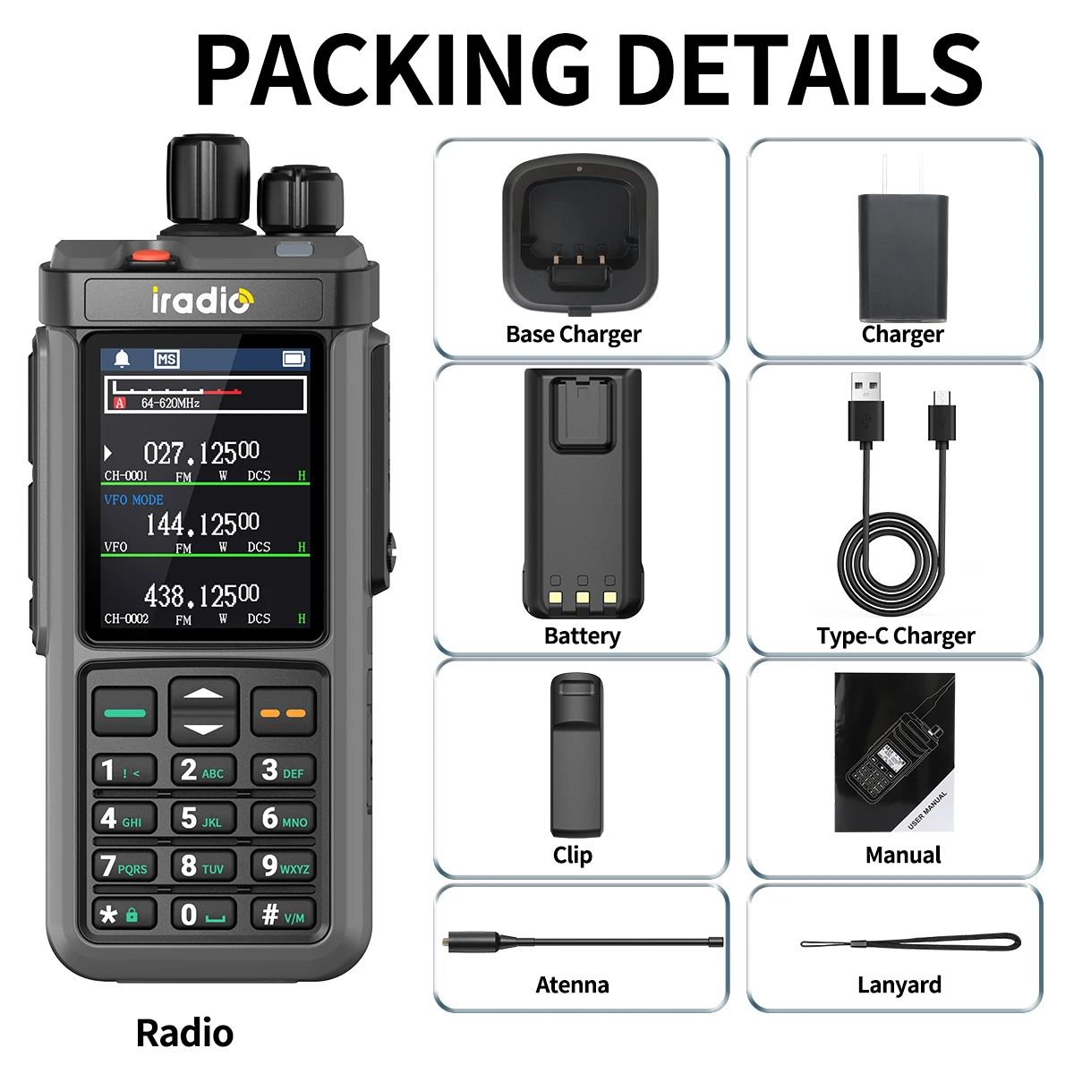 Iradio UV-98 PLUS Walkie Talkie 10W Cross Band Repeater HF AM FM USB LSB CW CB SW MW LW SSB DTMF Shortwave Multi Band Ham Radio