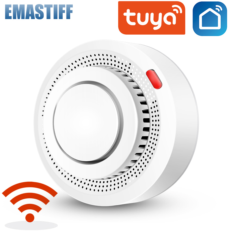 Датчик дыма Tuya с Wi-Fi, датчик Пожарной Сигнализации, работает с приложением Smart Life