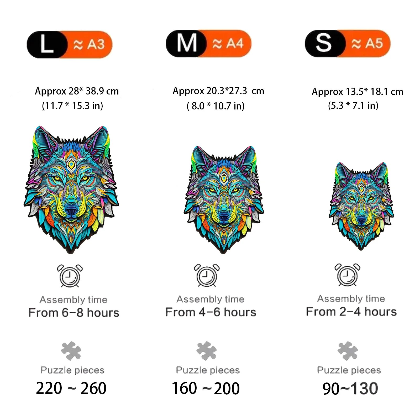 ปริศนาไม้รูปแบบหมาป่าที่ไม่ซ้ำกันของเล่นเพื่อการศึกษาของเด็กผู้ใหญ่ของขวัญวันหยุดงานฝีมือ DIY ไม้ของเล่นเพื่อการศึกษา