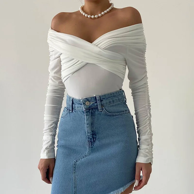 Elegante Frühling Herbst Solide Bodysuit Mode Frauen Langarm Neue Tops Gekreuzte Backless Overall Weibliche Gestrickte Korsett Strampler
