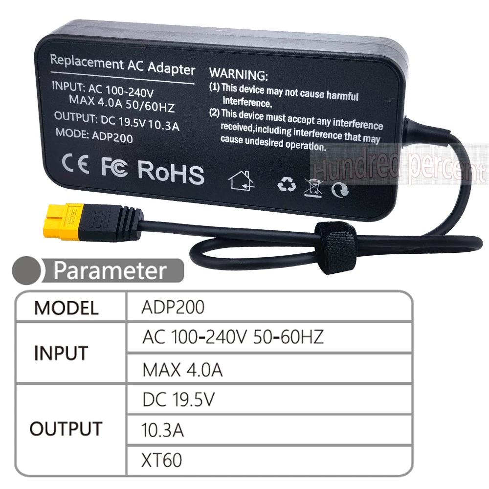 ToolKitRC ADP200 200W 4A Charger DC19.5V 10.3A พร้อม XT60 เอาต์พุตอะแดปเตอร์สําหรับ RC iSDT GTPower HotRC SkyRC เครื่องชาร์จ