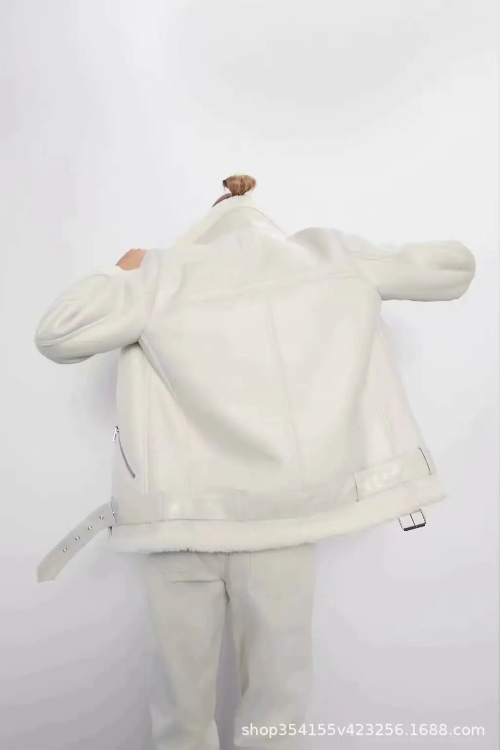 ผู้หญิงฤดูหนาวหนา PU หนัง Suede Lamb เสื้อแจ็คเก็ตรถจักรยานยนต์ Faux Shearling Biker Sheepskin หนังแจ็คเก็ต Outwear