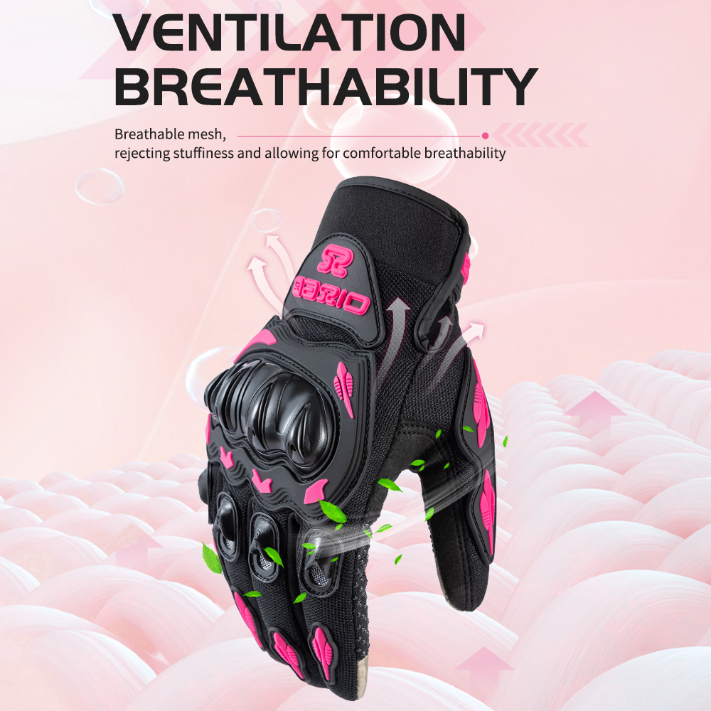 เลดี้สีชมพูสีดําถุงมือรถจักรยานยนต์ผู้หญิงฤดูร้อนตาข่ายBreathable Motocrossมอเตอร์ไซด์Moto Racingถุงมือหน้าจอสัมผัสถุงมือผู้ชาย