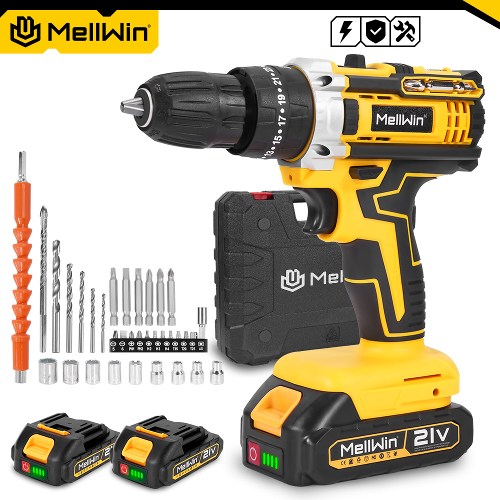 MELLWIN 25 + 3 トルク電動インパクトドリル 2 速度調整可能なコードレス電動ドライバー電動工具マキタ 18V バッテリーピン