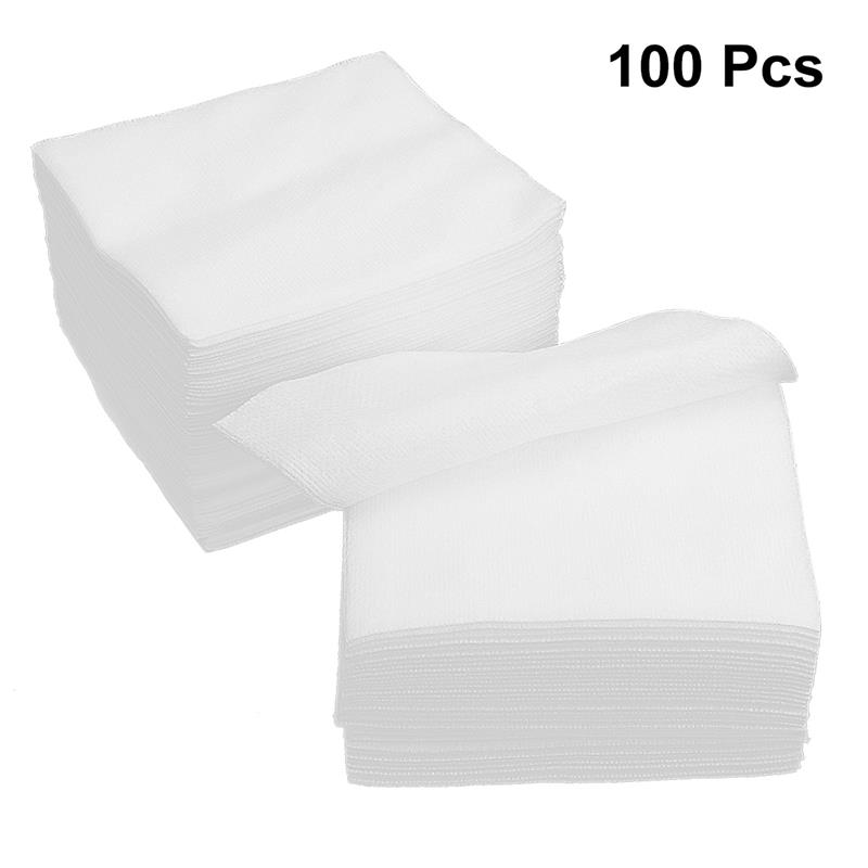 100pcs ไม่ทอฟองน้ําผ้ากอซ First Aid Gauze ผ้า Wound Care First Aid ผ้าฝ้าย (พับขนาด 10x10 ซม., unfold ขนาด 20x20 ซม.)