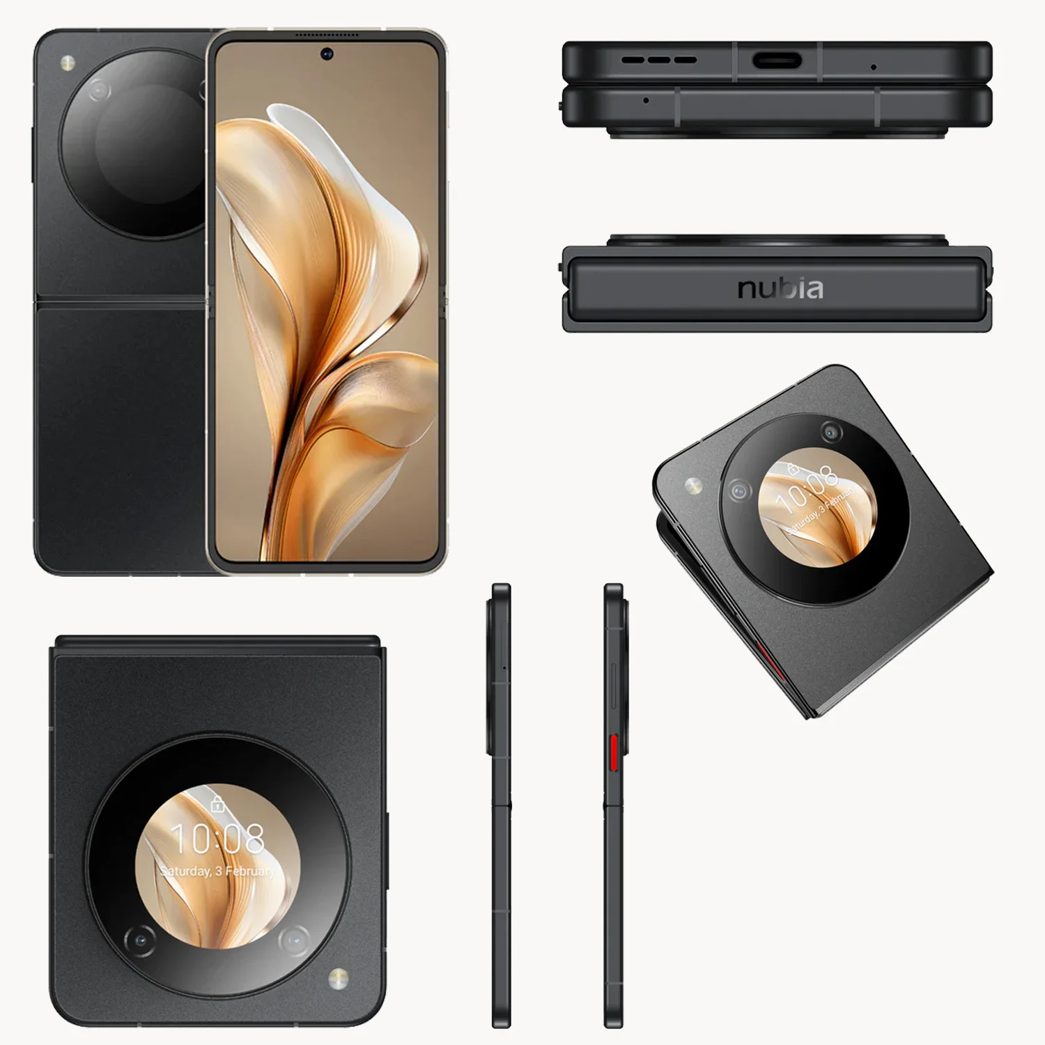 Smartfon ZTE Nubia Flip 5G z ekranem 6.9 cala 120Hz, procesorem Snapdragon 7 Gen 1, szybkim ładowaniem 33W, aparatem 50MP, wersja globalna.