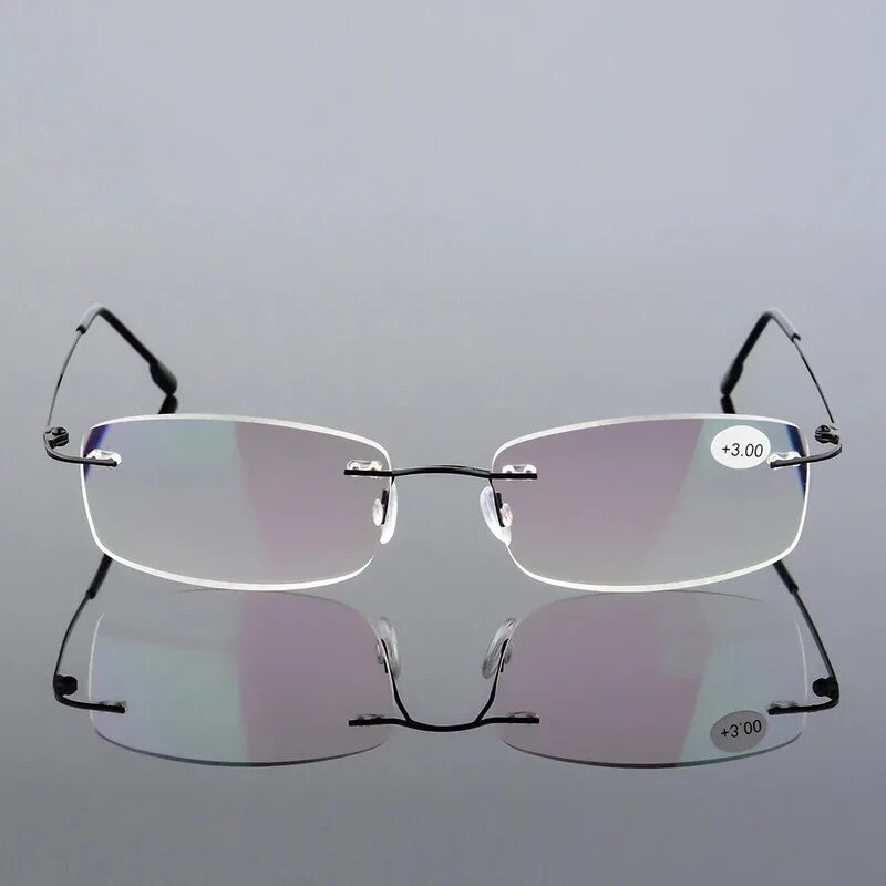 Occhiali da lettura ultraleggeri TR90 Memory Titanium Rimless occhiali da vista presbiti da uomo e da donna + 1.0 + 1.5 + 2.0 + 3.5 a + 4.0 +