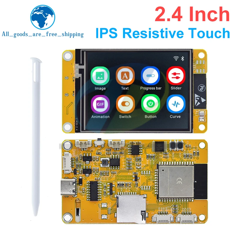 TZT ESP32 LVGL WIFI&Bluetooth Development Board 2.4 inch LCD TFT Module 240*320 Smart Display Screen With Touch WROOM