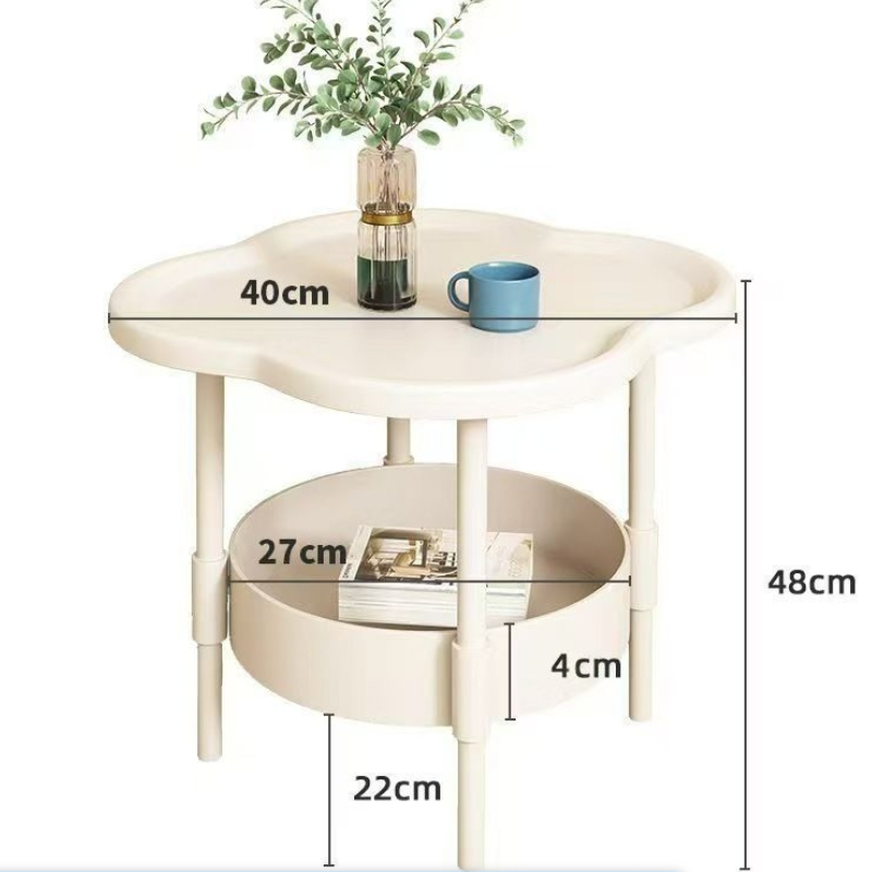 Mesa de centro durável, mesa lateral para quarto, cabeceira, moderna, simples, pequena, mesa de chá, prateleira de armazenamento multifuncional, mesa pequena