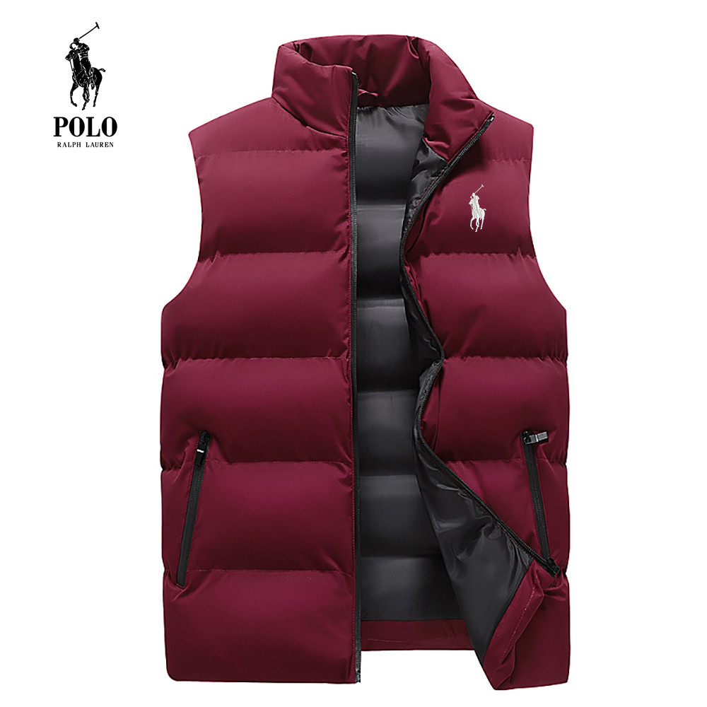 Heren merk Polo Ralph Lauren thermische jas, verdikte opstaande kraag donsvest jas, donsvest mouwloos ritsjack