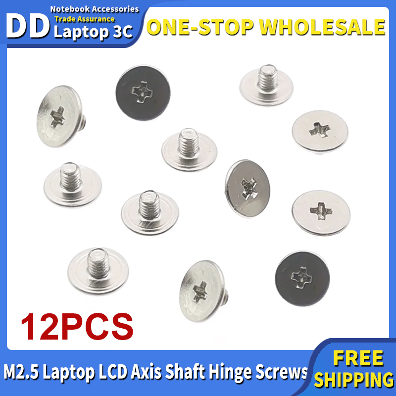 12 Uds M2.5 cabeza plana grande portátil LCD eje bisagra tornillos carbono niquelado para ACER A315-42 para Dell 3590 3510 para HP 15