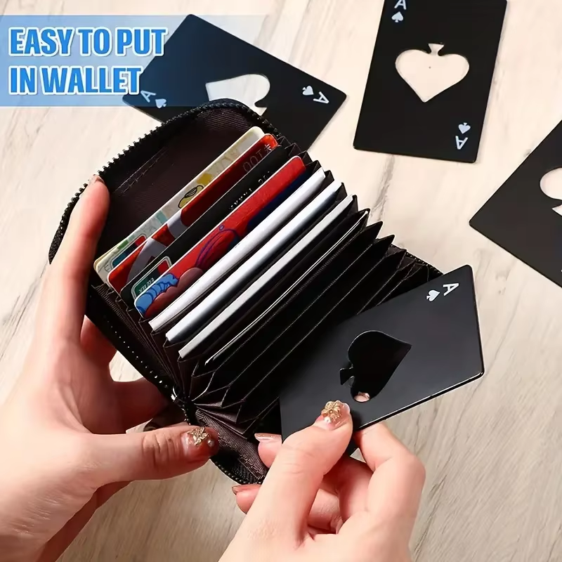 Abridor de garrafa de cerveja de aço em forma de pôquer de 1 unidade, pôquer oculto ao ar livre para prática de arremesso